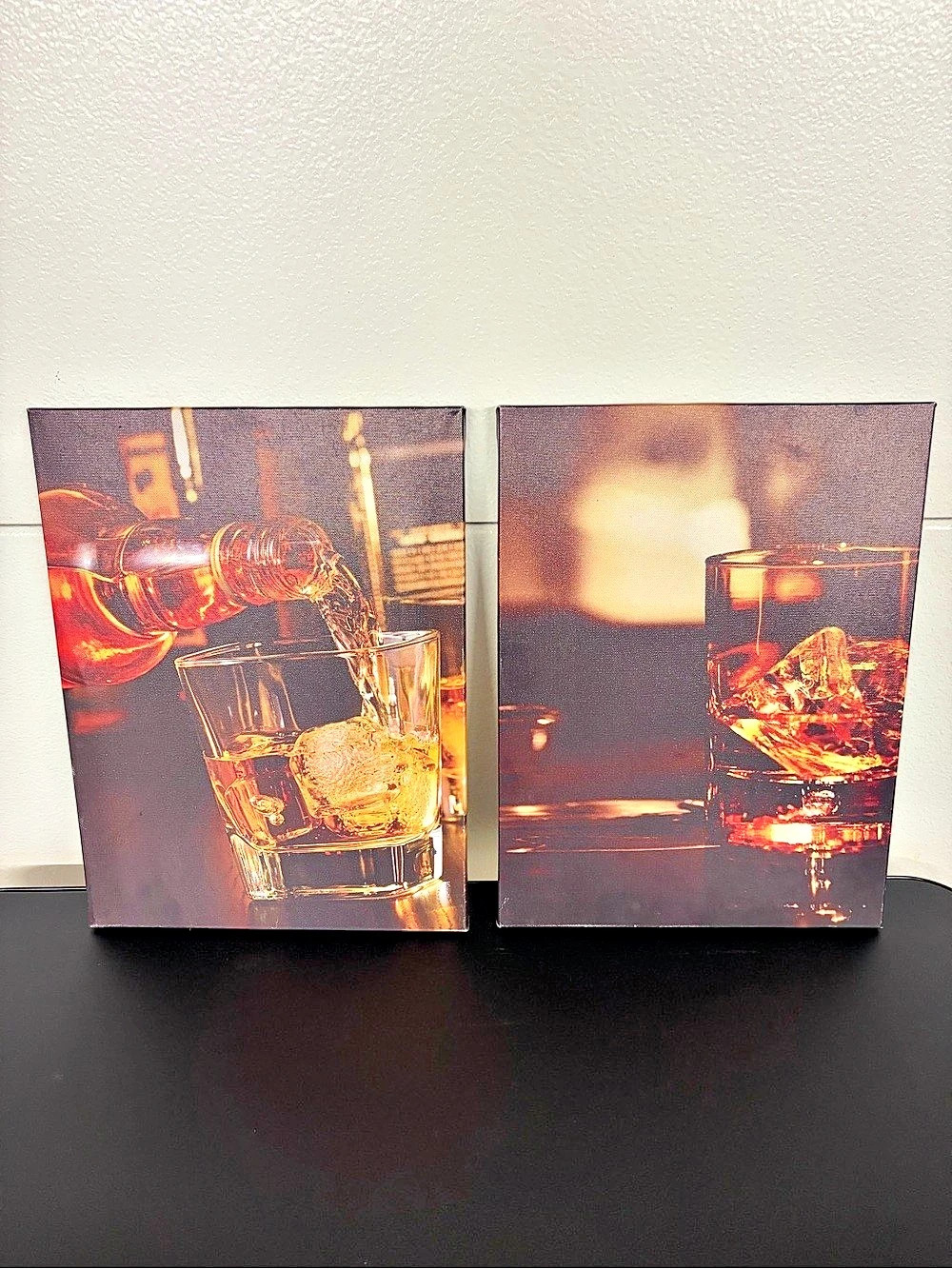 Two-Piece Whiskey Glass Wall Art Print Set